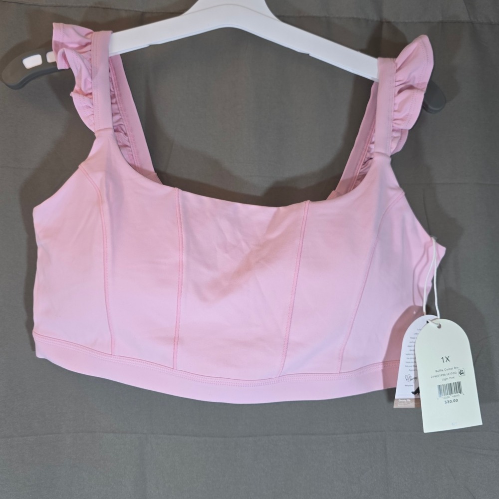 Blogilates Ruffle Corset Bra Light Pink Women 1X Cassey Ho Target 214201996‎ NEW